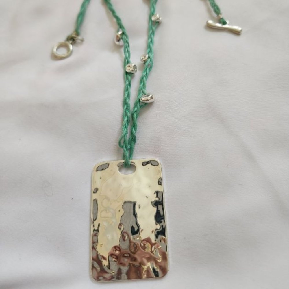 ALM SOHO SILVER PENDANT NECKLACE WITH SILVER ACCENTS AND TOGGLE CLASP